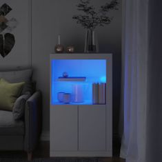 Greatstore Stranska omarica z LED lučkami bel inženirski les