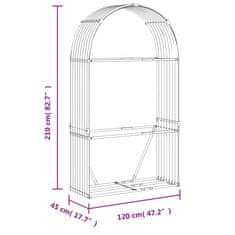 Greatstore Nosilec za polena svetlo rjav 120x45x210 cm pocinkano jeklo