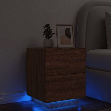 Vidaxl vidaXL Nočna omarica z LED diodo, rjav hrast