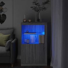 Vidaxl Stranska omarica z LED lučkami siva sonoma inženirski les