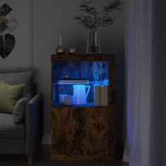 shumee Stranska omarica z LED lučkami dimljen hrast inženirski les