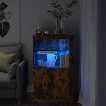 Vidaxl vidaXL Stranska omarica z LED-sijalko, dimljen hrast