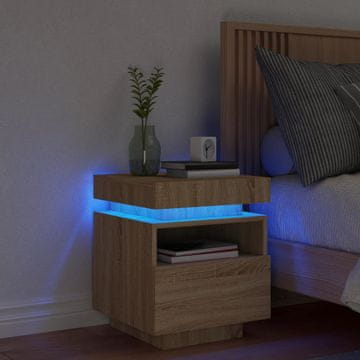 Vidaxl vidaXL Nočna omarica z LED lučjo sonoma hrast 40x39x48,5 cm