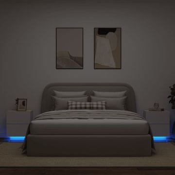 Vidaxl vidaXL Nočne omarice z LED-lučjo, komplet 2 kosov, bele, material na osnovi lesa