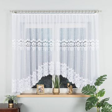 shumee DARIA - Že izdelana žakard zavesa z izrezom na dnu - 300x160 cm - bela