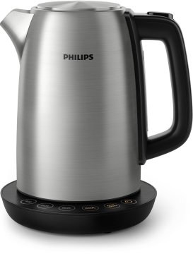 Philips Električni čajnik Philips Avance HD9359/90, 1,7 L, 2200 W, črn in kovinski, z zaščito pred sušenjem in funkcijo ohranjanja toplote