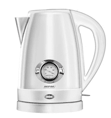 MPM MPM Brezžični kuhalnik vode MCZ-108, 1.7 l, bela, nastavljiv termostat, nerjaveče jeklo, 1500 W, 360° rotacijska baza
