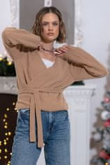 Fobya Klasičen ženski pulover Flokane kamelja 32-34