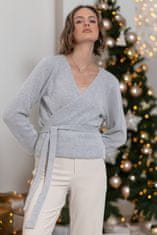 Fobya Klasičen ženski pulover Flokane siva 36-38