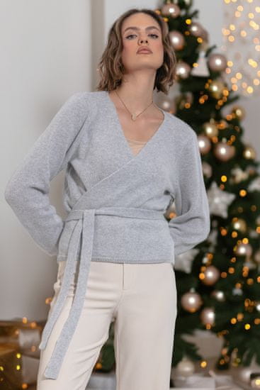 Fobya Klasičen ženski pulover Flokane siva