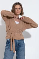 Fobya Klasičen ženski pulover Flokane kamelja 32-34