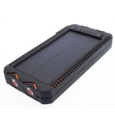 Powerneed powerneed powerbank s solarno ploščo 12000mah li-poly, pv 1w, 2x usb 2a, led svetilka, vžigalnik, oranžna, s12000y