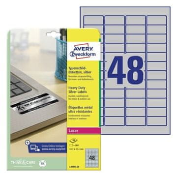 Avery Zweckform Etikete zweckform l6009 45,7x21,2mm 1/20 srebrna