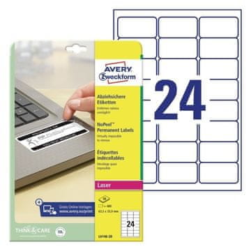 Avery Zweckform Etikete zweckform l6146 63,5x33,9mm 1/20 varovalne etikete-nopeel