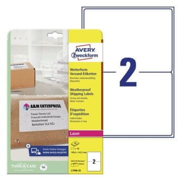 Avery Zweckform Etikete zweckform l7996 1/25 199,6 x 143,5 mm