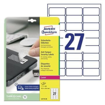 Avery Zweckform Etikete zweckform l6114 63,5x29,6mm zaščitne anti tamper 1/20