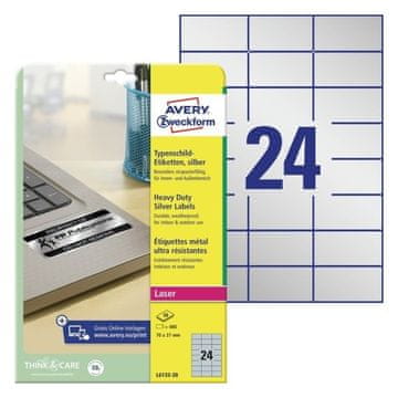 Avery Zweckform Etikete zweckform l6133 70x37mm 1/20 srebrna