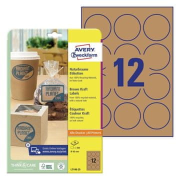 Avery Zweckform Etikete zweckform l7106-25 fi 60 rjava