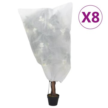 Vidaxl Prevleka za rastline iz flisa z vrvico 8 kosi 70 g/m² 0,8x1 m