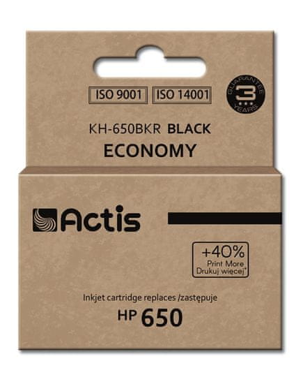 PartyDeco črnilo actis kh-650bkr (nadomestno črnilo hp 650 cz101ae; standardno; 15 ml; črno)