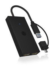 IcyBox IB-SPL1029AC USB-C/A na dvojni HDMI razdelilnik (2k@60Hz/4k@30Hz)