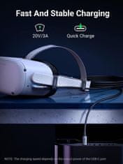Ugreen Kotni USB-C 60W kabel združljiv z Oculus Quest 2/ Pico 4 in PC/Steam VR, za slušalke VR in igranje, 5M