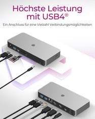 IcyBox IB-DK2880-C41 priključna postaja USB4 Type-C z dvojnim video izhodom