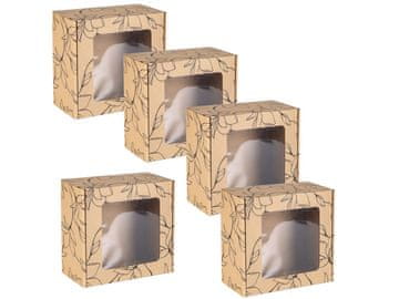 sarcia.eu Škatla kvadratnega preseka z oknom, darilna škatla s črnim cvetličnim potiskom 20x20x10 cm