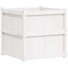 Vidaxl Vrtno cvetlično korito belo 70x70x70 cm trdna borovina