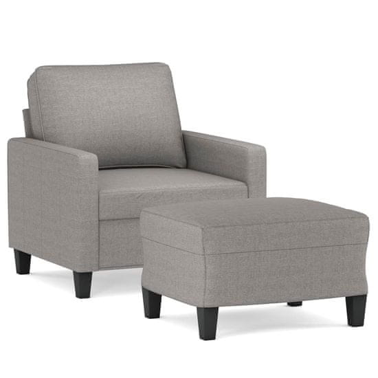 Vidaxl Fotelj s stolčkom za noge svetlo siv 60 cm blago