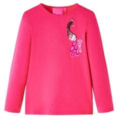 Greatstore Otroška majica z dolgimi rokavi potisk pava živo roza 92