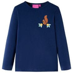 shumee Otroška majica z dolgimi rokavi potisk veverice mornarsko modra 92