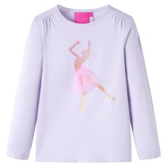 Greatstore Otroška majica z dolgimi rokavi potisk balerine svetlo vijolična 92