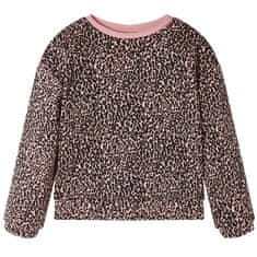 Greatstore Otroški pulover leopardji potisk srednje roza 92