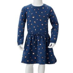 Greatstore Otroška obleka z dolgimi rokavi mornarsko modra 104