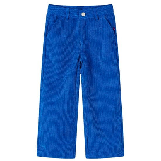 Greatstore Otroške hlače rebrasti žamet kobalt modra 116