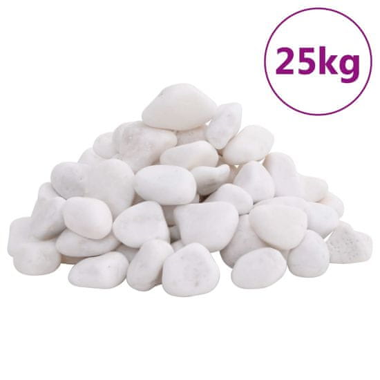 Vidaxl Polirani kamenčki 25 kg beli 2-5 cm