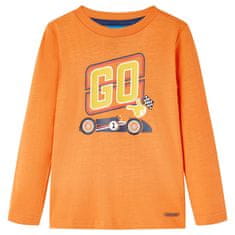 shumee Otroška majica z dolgimi rokavi potisk dirkalnikov temno oranžna 92