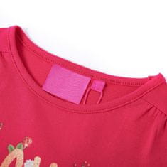 Greatstore Otroška majica z dolgimi rokavi živo roza 104