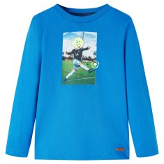 shumee Otroška majica z dolgimi rokavi potisk nogometaša kobaltno modra 92