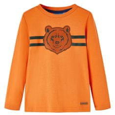 Greatstore Otroška majica z dolgimi rokavi temno oranžna 140
