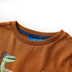 Greatstore Otroška majica z dolgimi rokavi konjak 104