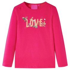 Greatstore Otroška majica z dolgimi rokavi napis love živo roza 92