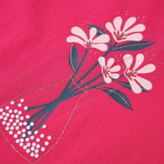 Greatstore Otroška majica z dolgimi rokavi potisk cvetlic živo roza 92