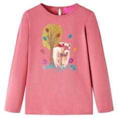 Greatstore Otroška majica z dolgimi rokavi potisk medvedka starinsko roza 92