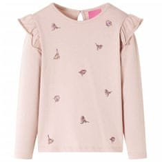 shumee Otroška majica z dolgimi rokavi potisk vrabcev roza 92