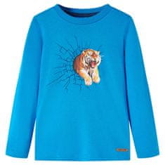 shumee Otroška majica z dolgimi rokavi potisk tigra kobalt modra 92