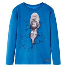 Greatstore Otroška majica z dolgimi rokavi potisk gorile petrolejsko modra 92