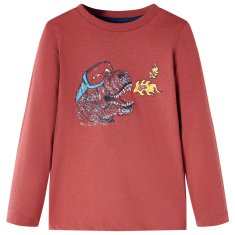 Greatstore Otroška majica z dolgimi rokavi žgano rdeča 104