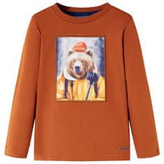 Greatstore Otroška majica z dolgimi rokavi žgano oranžna 92